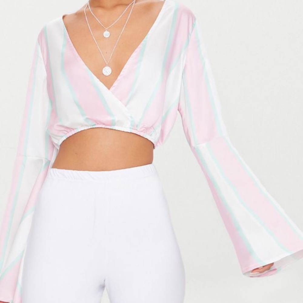 Prettylittlething satin plunge top